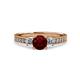 3 - Dzeni Red Garnet and Diamond Three Stone with Side Diamond Ring  
