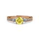 3 - Dzeni Yellow Sapphire and Diamond Three Stone with Side Diamond Ring  