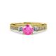 3 - Dzeni Pink Sapphire and Diamond Three Stone with Side Diamond Ring  