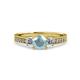 3 - Dzeni Aquamarine and Diamond Three Stone with Side Diamond Ring  