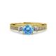 3 - Dzeni Blue Topaz and Diamond Three Stone with Side Diamond Ring  