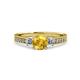 3 - Dzeni Citrine and Diamond Three Stone with Side Diamond Ring  
