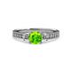 3 - Dzeni Peridot and Diamond Three Stone with Side Diamond Ring  