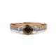 3 - Dzeni Smoky Quartz and Diamond Three Stone with Side Diamond Ring  