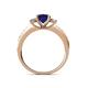 4 - Dzeni Blue Sapphire and Diamond Three Stone with Side Diamond Ring  