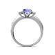 4 - Dzeni Tanzanite and Diamond Three Stone with Side Diamond Ring  