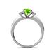 4 - Dzeni Peridot and Diamond Three Stone with Side Diamond Ring  