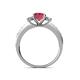 4 - Dzeni Rhodolite Garnet and Diamond Three Stone with Side Diamond Ring  