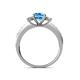 4 - Dzeni Blue Topaz and Diamond Three Stone with Side Diamond Ring  
