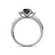 4 - Dzeni Black and White Diamond Three Stone with Side Diamond Ring  