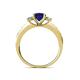4 - Dzeni Blue Sapphire and Diamond Three Stone with Side Diamond Ring  