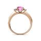 4 - Dzeni Pink Sapphire and Diamond Three Stone with Side Diamond Ring  