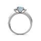 4 - Dzeni Aquamarine and Diamond Three Stone with Side Diamond Ring  