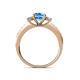 4 - Dzeni Blue Topaz and Diamond Three Stone with Side Diamond Ring  