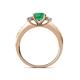 4 - Dzeni Emerald and Diamond Three Stone with Side Diamond Ring  