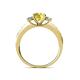 4 - Dzeni Yellow Sapphire and Diamond Three Stone with Side Diamond Ring  