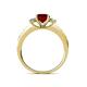 4 - Dzeni Ruby and Diamond Three Stone with Side Diamond Ring  