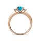 4 - Dzeni London Blue Topaz and Diamond Three Stone with Side Diamond Ring  