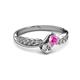 3 - Nicia 0.81 ctw Pink Sapphire and Diamond (4.00 mm) accented Natural Diamonds Women Two Stone Bypass Engagement Ring 
