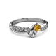 3 - Nicia 0.75 ctw Citrine and Diamond (4.00 mm) accented Natural Diamonds Women Two Stone Bypass Engagement Ring 