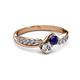 3 - Nicia 0.85 ctw Blue Sapphire and Diamond (4.00 mm) accented Natural Diamonds Women Two Stone Bypass Engagement Ring 