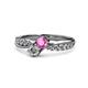 4 - Nicia 0.81 ctw Pink Sapphire and Diamond (4.00 mm) accented Natural Diamonds Women Two Stone Bypass Engagement Ring 
