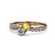4 - Nicia 0.81 ctw Yellow Sapphire and Diamond (4.00 mm) accented Natural Diamonds Women Two Stone Bypass Engagement Ring 
