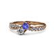 4 - Nicia 0.78 ctw Tanzanite and Diamond (4.00 mm) accented Natural Diamonds Women Two Stone Bypass Engagement Ring 