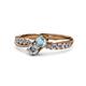 4 - Nicia 0.75 ctw Aquamarine and Diamond (4.00 mm) accented Natural Diamonds Women Two Stone Bypass Engagement Ring 