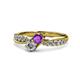 4 - Nicia 0.75 ctw Amethyst and Diamond (4.00 mm) accented Natural Diamonds Women Two Stone Bypass Engagement Ring 