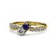 4 - Nicia 0.85 ctw Blue Sapphire and Diamond (4.00 mm) accented Natural Diamonds Women Two Stone Bypass Engagement Ring 