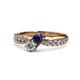 4 - Nicia 0.85 ctw Blue Sapphire and Diamond (4.00 mm) accented Natural Diamonds Women Two Stone Bypass Engagement Ring 