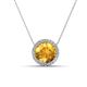 1 - Catriona Round Citrine and Diamond Halo Slider Pendant Necklace 