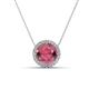 1 - Catriona Round Rhodolite Garnet and Diamond Halo Slider Pendant Necklace 