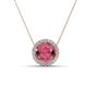 1 - Catriona Round Rhodolite Garnet and Diamond Halo Slider Pendant Necklace 