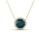1 - Catriona Round London Blue Topaz and Diamond Halo Slider Pendant Necklace 