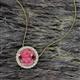 2 - Catriona Round Rhodolite Garnet and Diamond Halo Slider Pendant Necklace 