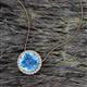 2 - Catriona Round Blue Topaz and Diamond Halo Slider Pendant Necklace 