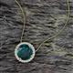 2 - Catriona Round London Blue Topaz and Diamond Halo Slider Pendant Necklace 
