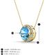 3 - Catriona Round Blue Topaz and Diamond Halo Slider Pendant Necklace 