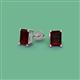2 - Alina Emerald Cut Red Garnet (7x5mm) Solitaire Stud Earrings 