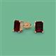 2 - Alina Emerald Cut Red Garnet (7x5mm) Solitaire Stud Earrings 