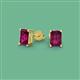 2 - Alina Emerald Cut Rhodolite Garnet (7x5mm) Solitaire Stud Earrings 