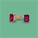 2 - Alina Emerald Cut Rhodolite Garnet (7x5mm) Solitaire Stud Earrings 