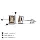 4 - Alina Emerald Cut Smoky Quartz (7x5mm) Solitaire Stud Earrings 