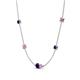 4 - Linea 0.64 ctw Blue Sapphire (4 mm) and Pink Sapphire Women Station Necklace 