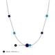 3 - Linea 0.55 ctw Blue Sapphire (4 mm) and Turquoise Women Station Necklace 