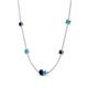 4 - Linea 0.55 ctw Blue Sapphire (4 mm) and Turquoise Women Station Necklace 