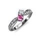 4 - Nicia Diamond and Pink Sapphire with Side Diamonds Bypass Ring 