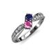 1 - Nicia Blue and Pink Sapphire with Side Diamonds Bypass Ring 
